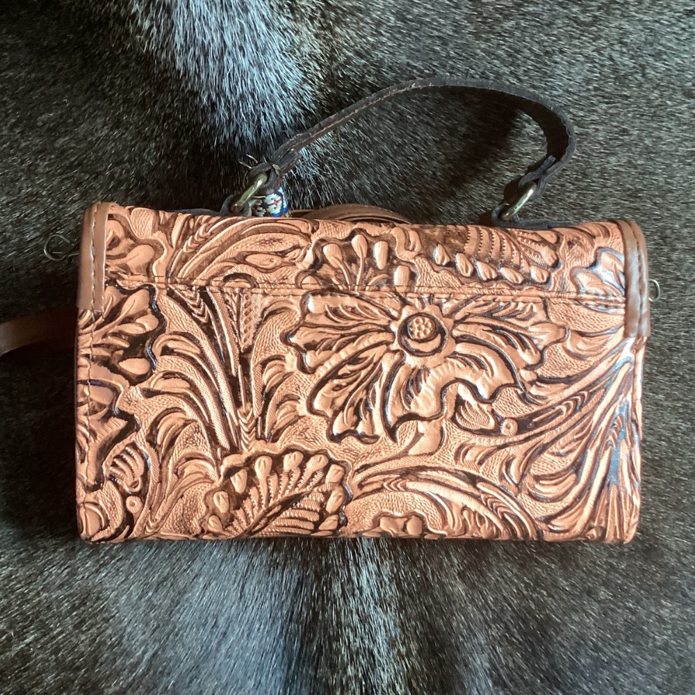 Super Cute Little Top Handle Shoulder Carry Western Boho Wallet Handbag - Picture 2 of 11